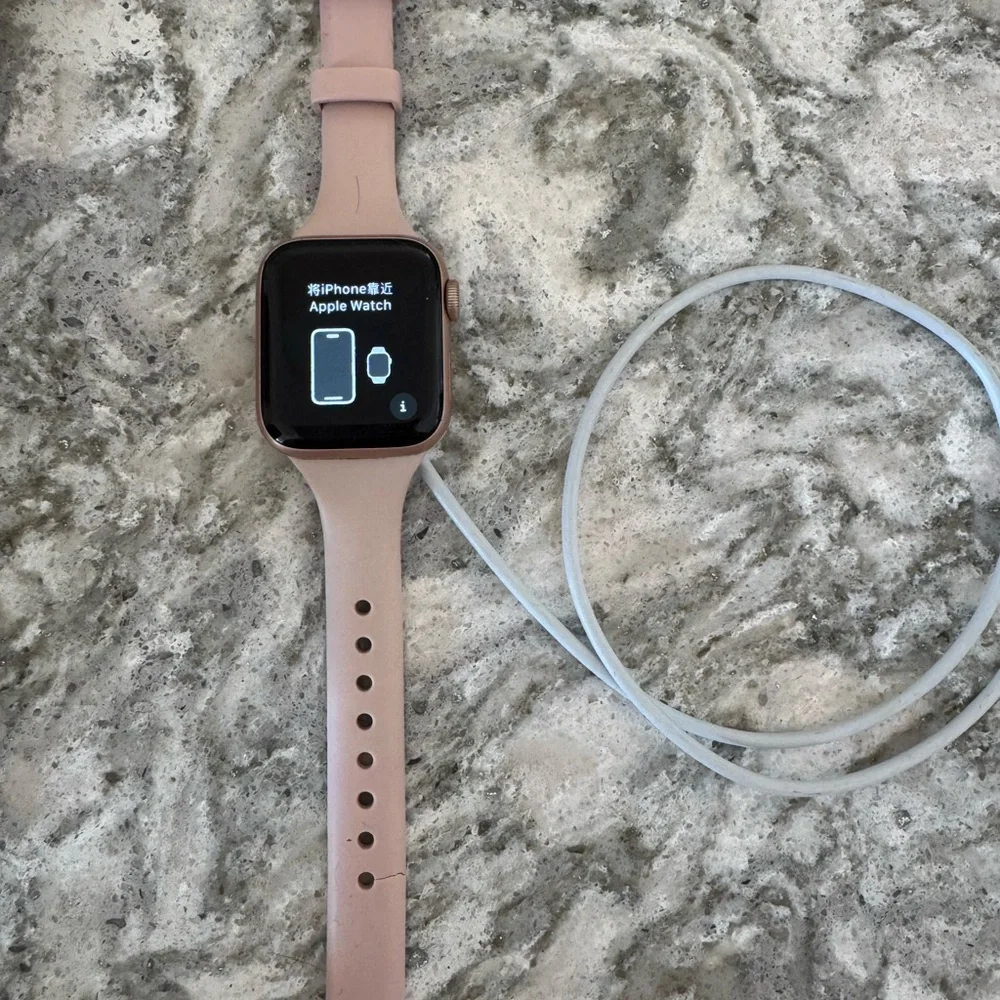 Apple Watch with Rose Pink Sport Band